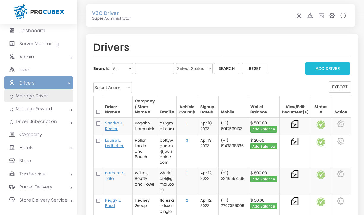 Drivers / Service Providers