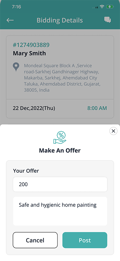 slide to complete job