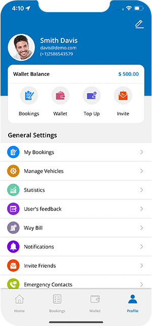 driver app menu