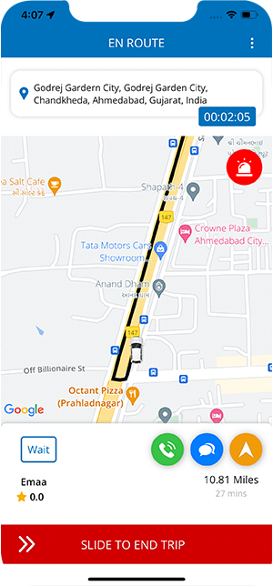 driver slide to begin trip