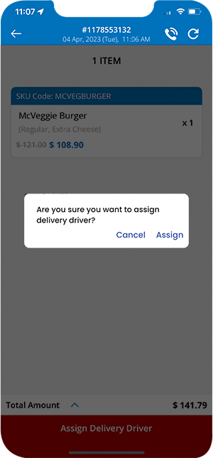 delivery driver confirmation