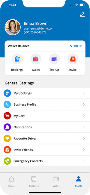 user app menu