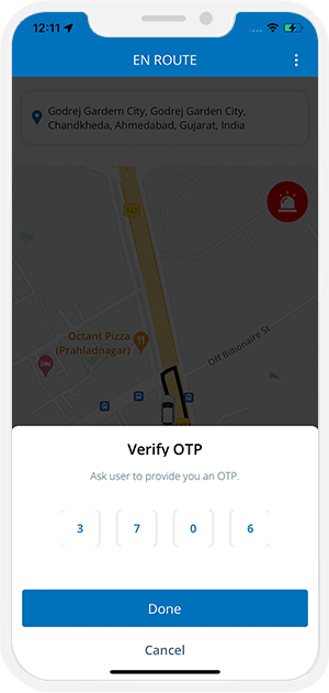OTP Verification to Start the Ride