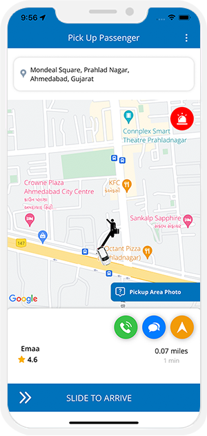 Driver can see the pickup location on a map