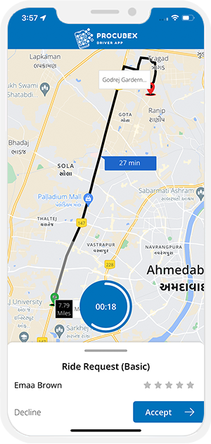 Driver accept or decline the request