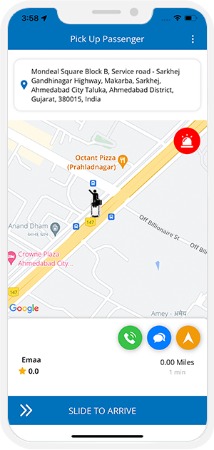 Driver updates when he arrives at pickup location