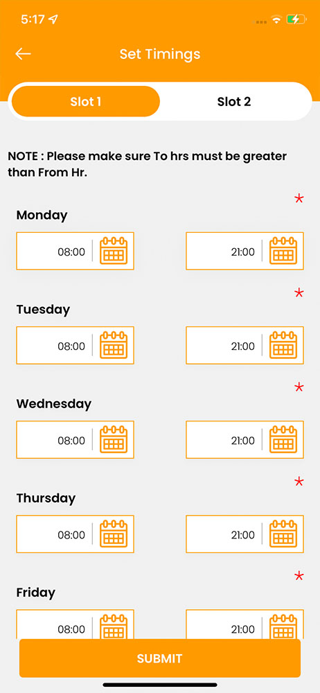 set timings