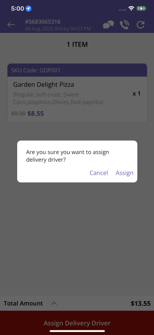 Assigning delivery driver