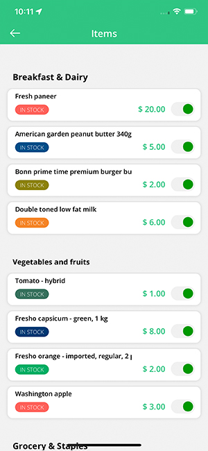 grocery items