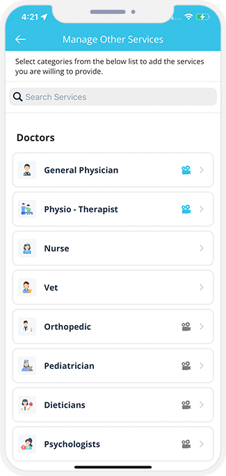 choose service categories