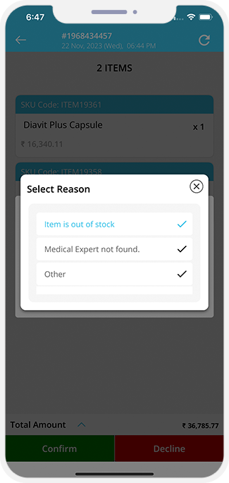 Order cancellation by Store