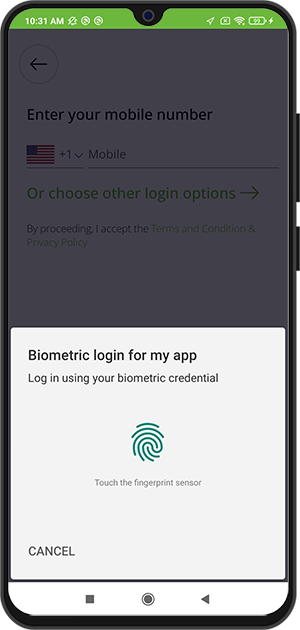 Biometric login