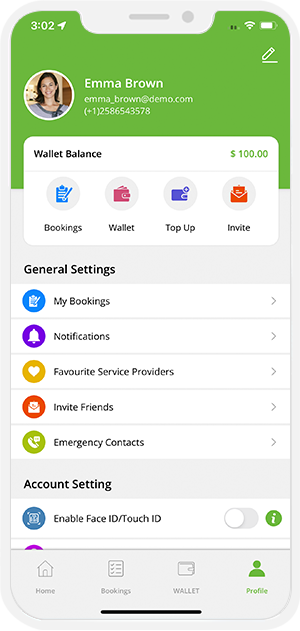 user app menu