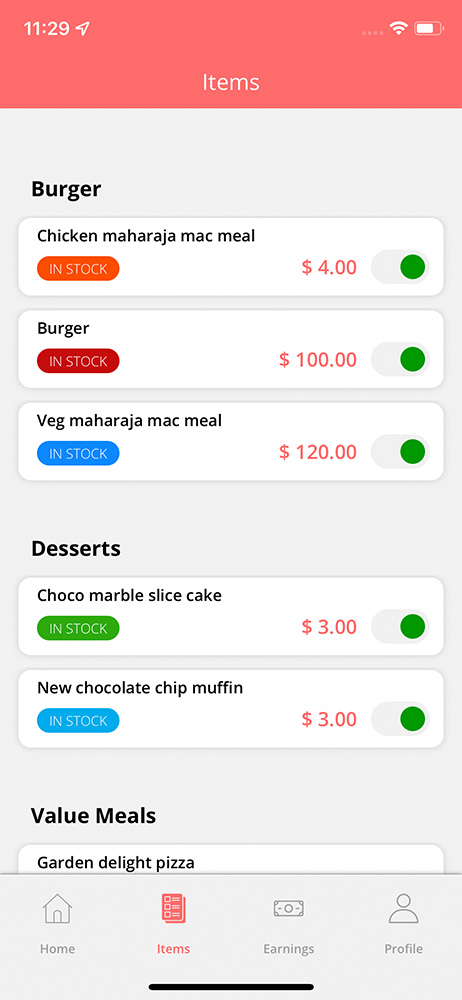 grocery items
