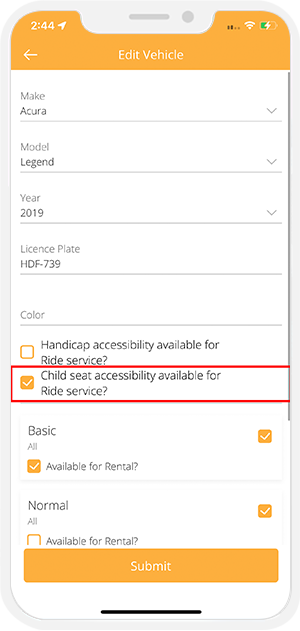 child seat accessibility feature