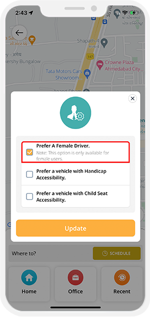 gender based rides preference