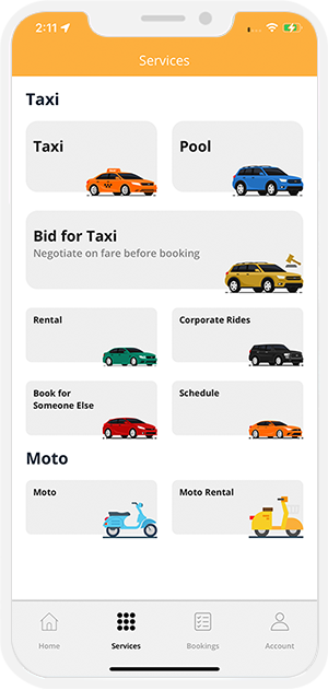 user select service and location