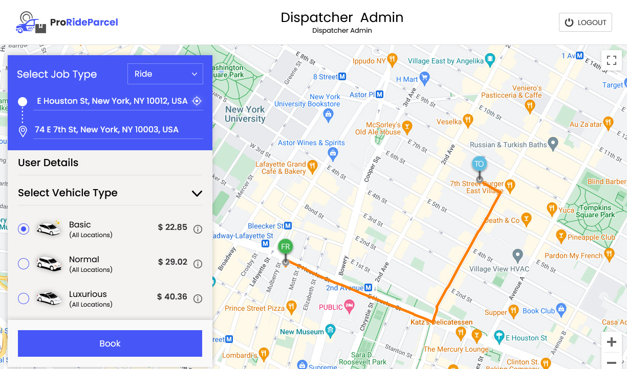 TAXI MANUAL DISPATCH PANEL