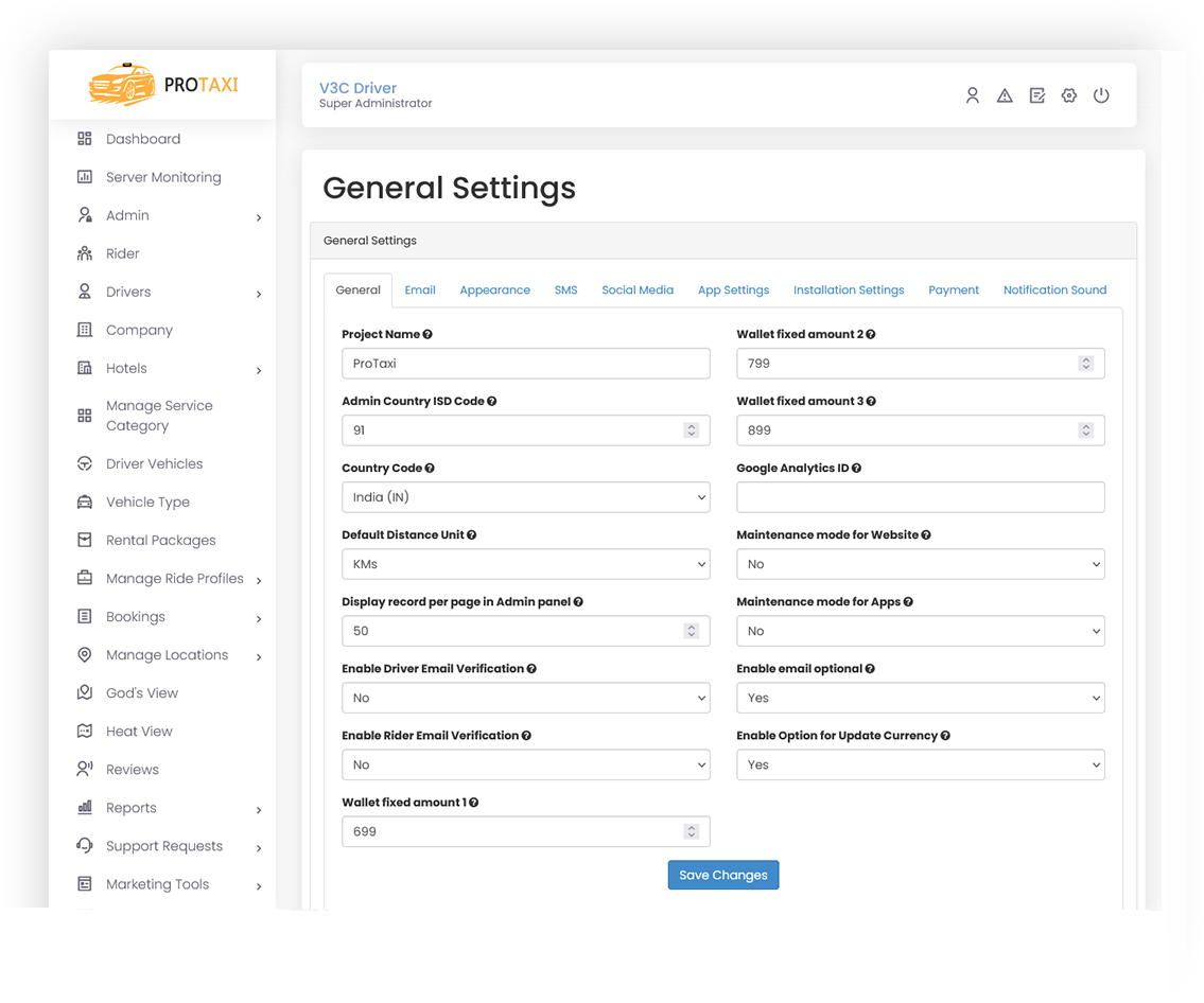 Admin Settings Admin Settings Screen