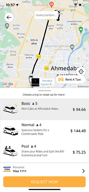 taxi booking request