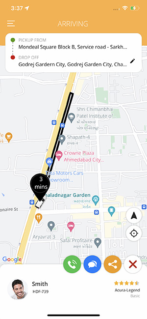 driver accepted and arriving