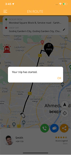 driver start trip & complete