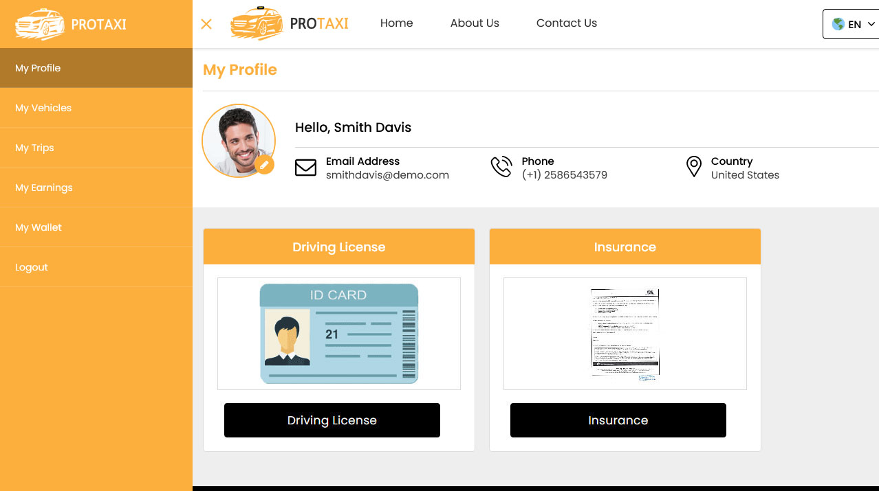 Driver Panel Profile Menu