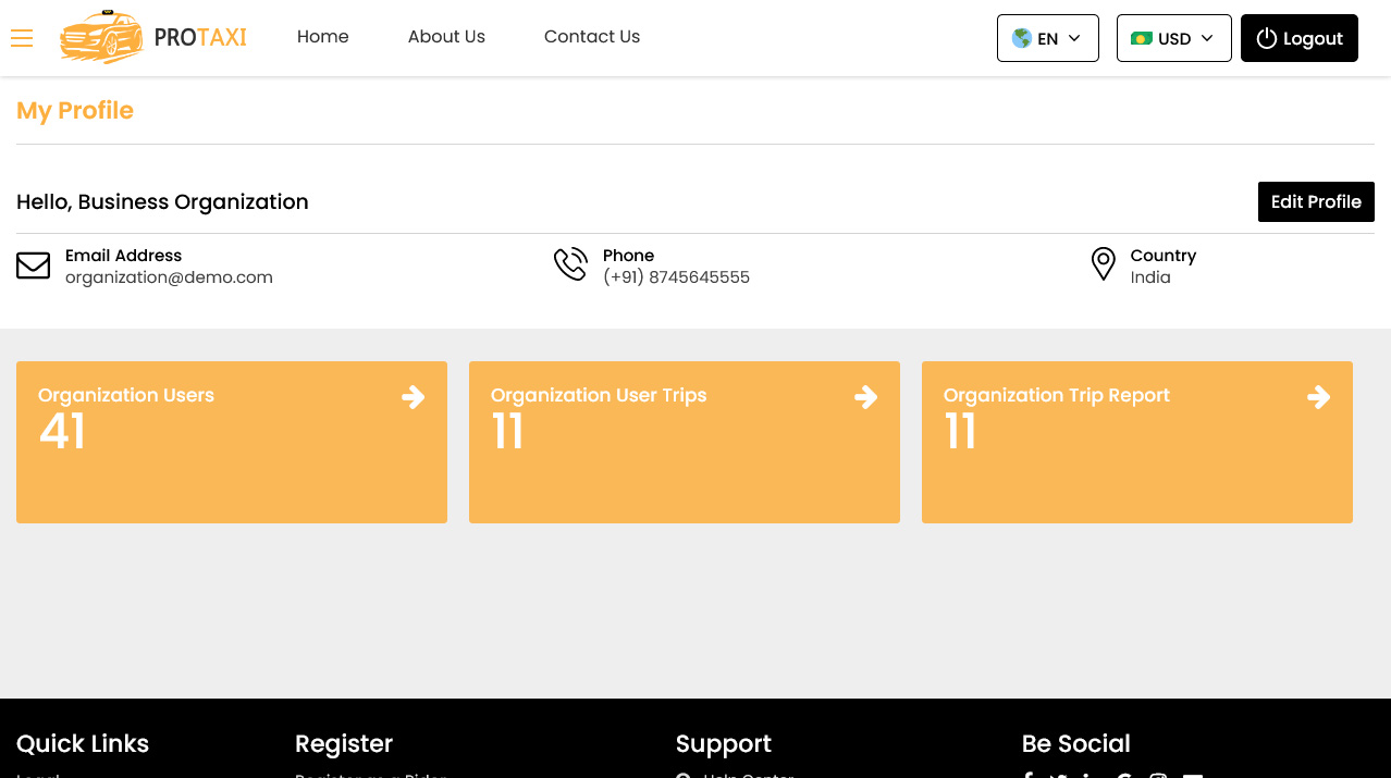 Organization profile view Panel Organization profile view Panel