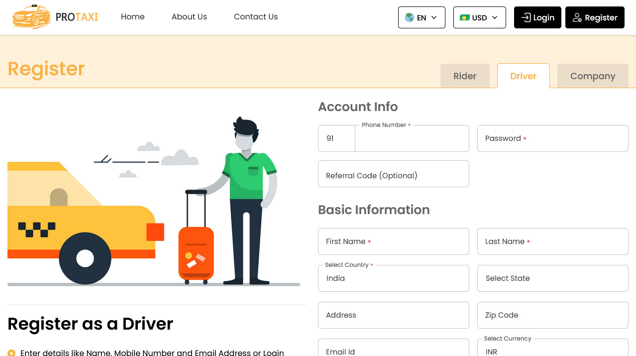 Driver Panel SignUp Screen