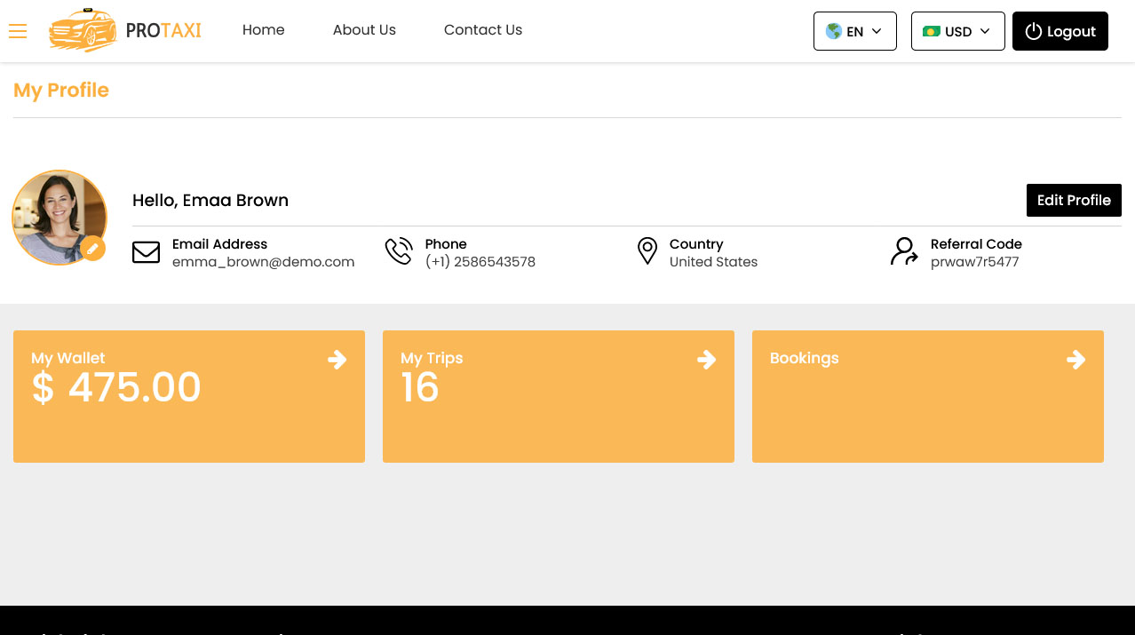 Rider Panel Manage Profile